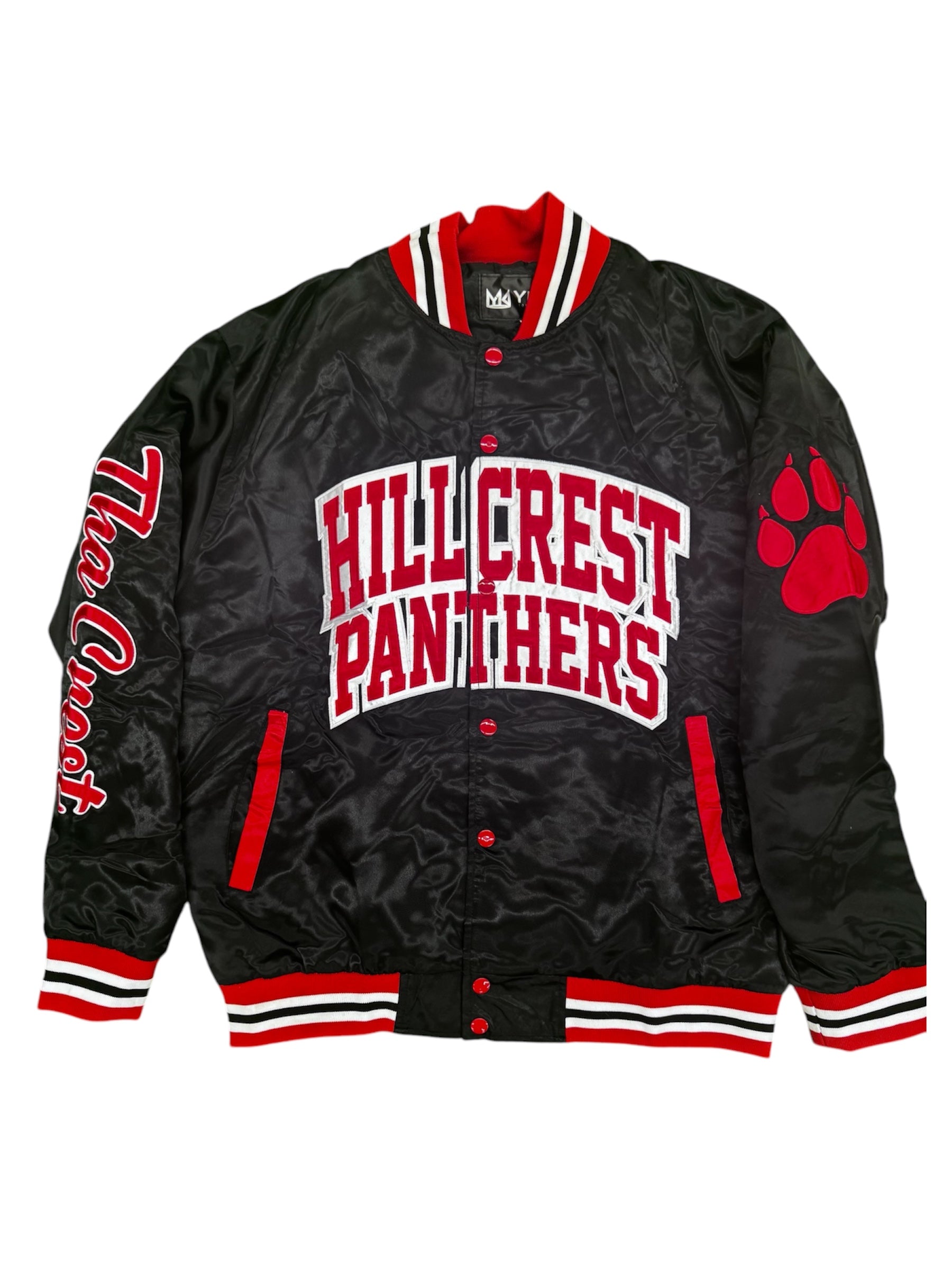 HILLCREST PANTHERS YK1K SATIN VARSITY JACKET