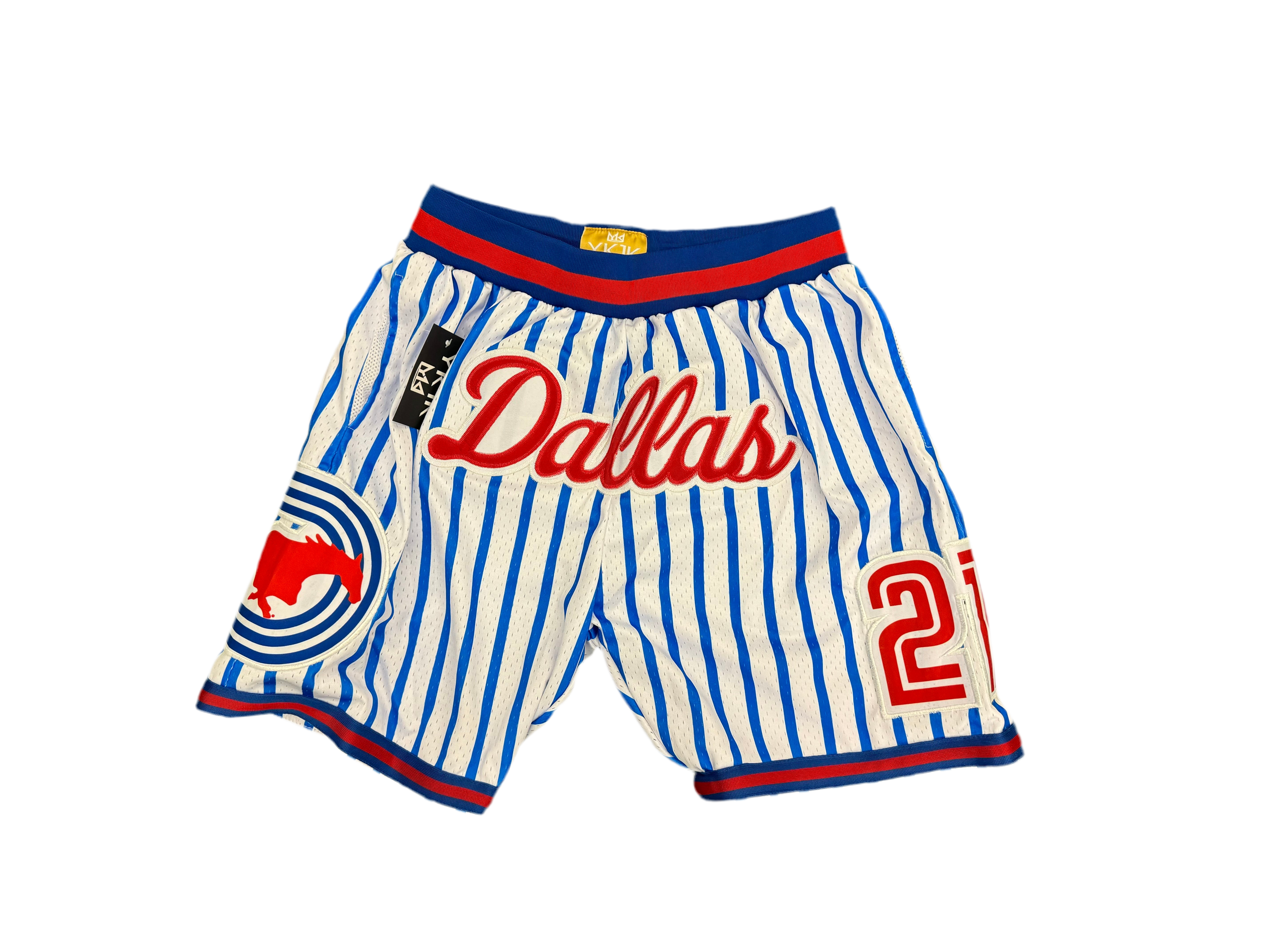 SMU Basketball Shorts White Blue Pinstripes 214