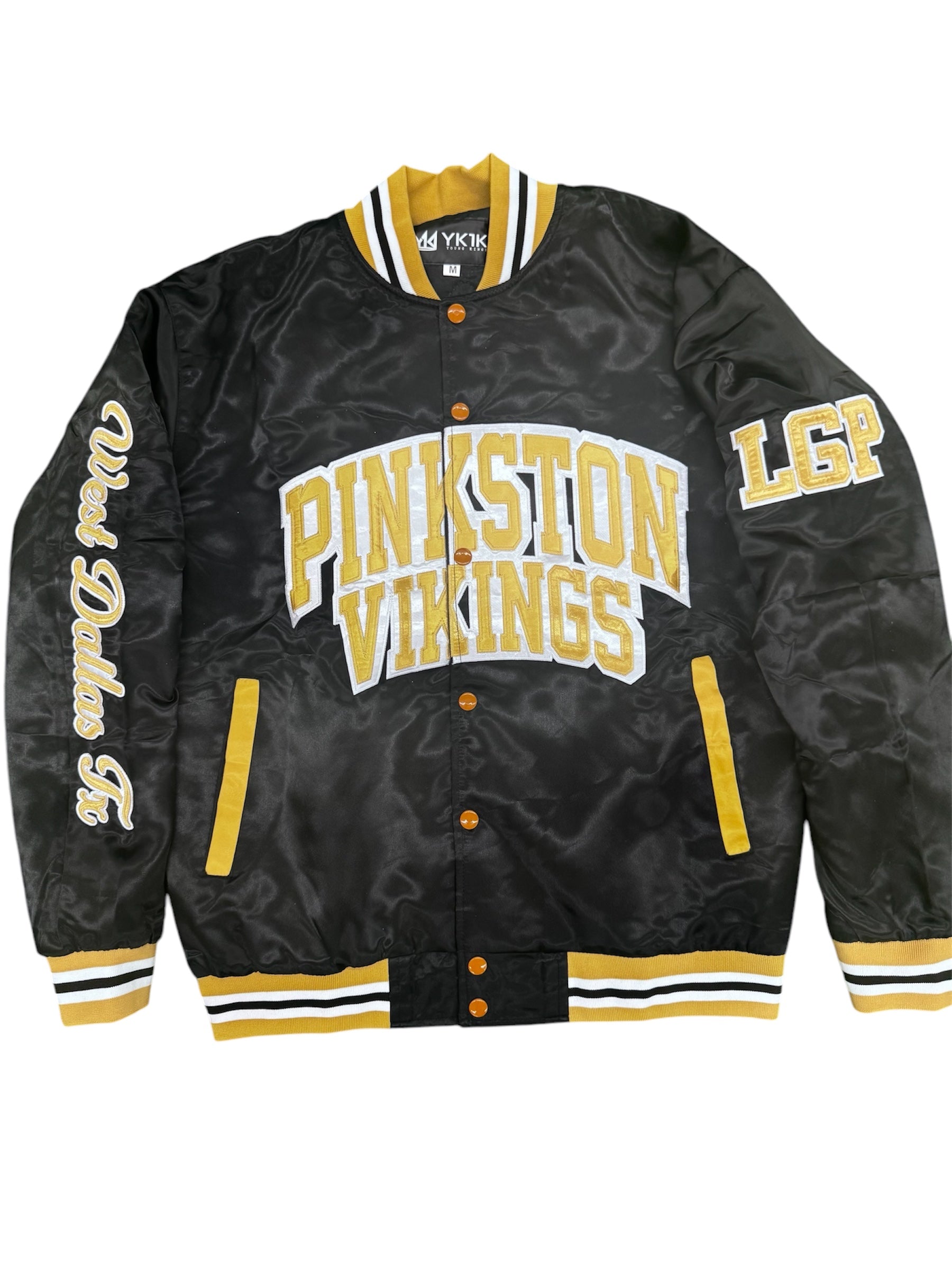 L.G PINKSTON VIKINGS YK1K SATIN VARSITY JACKET