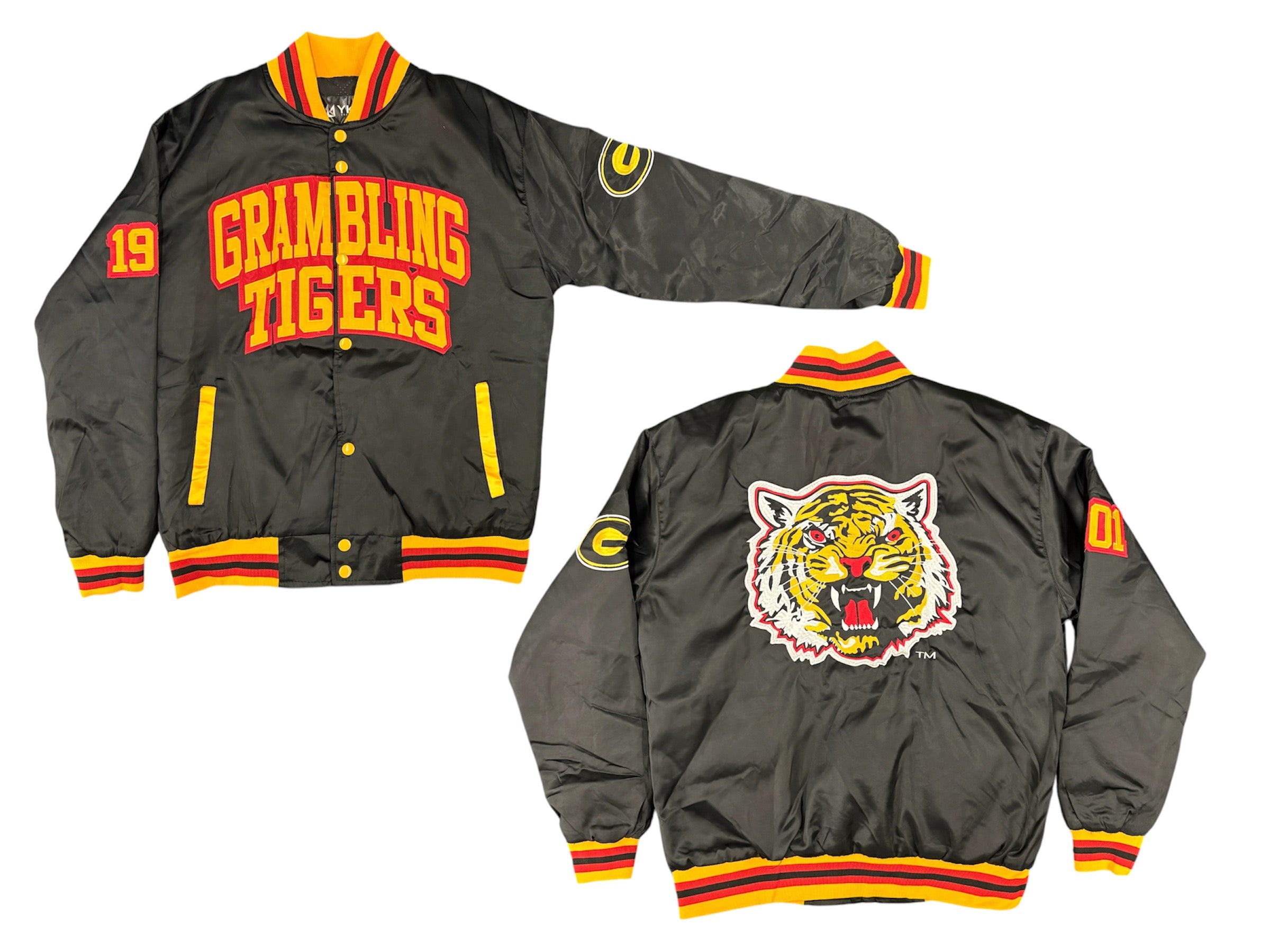 GRAMBLING UNIVERSITY YK1K SATIN VARSITY JACKET BLACK