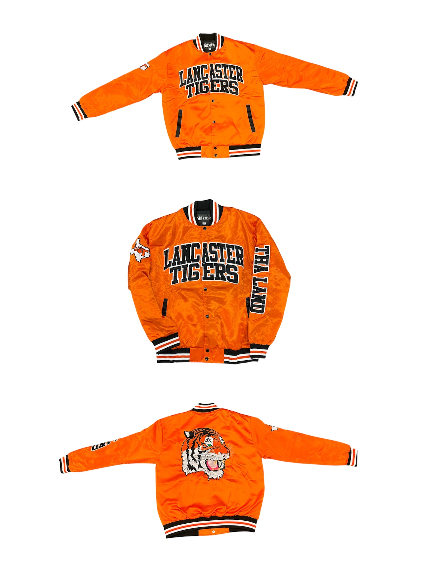 LANCASTER  YK1K SATIN VARSITY JACKET ORANGE