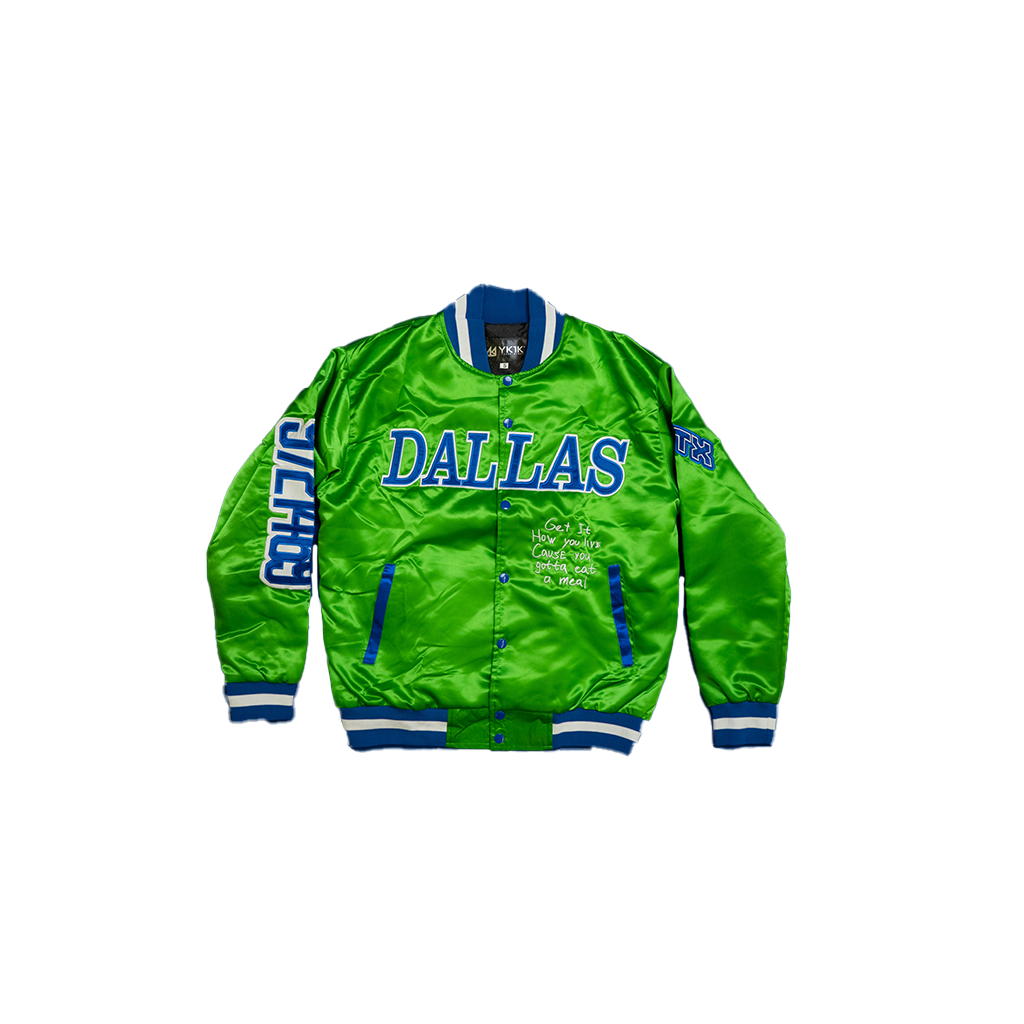 THIS IS DALLAS VARSITY JACKET GREEN