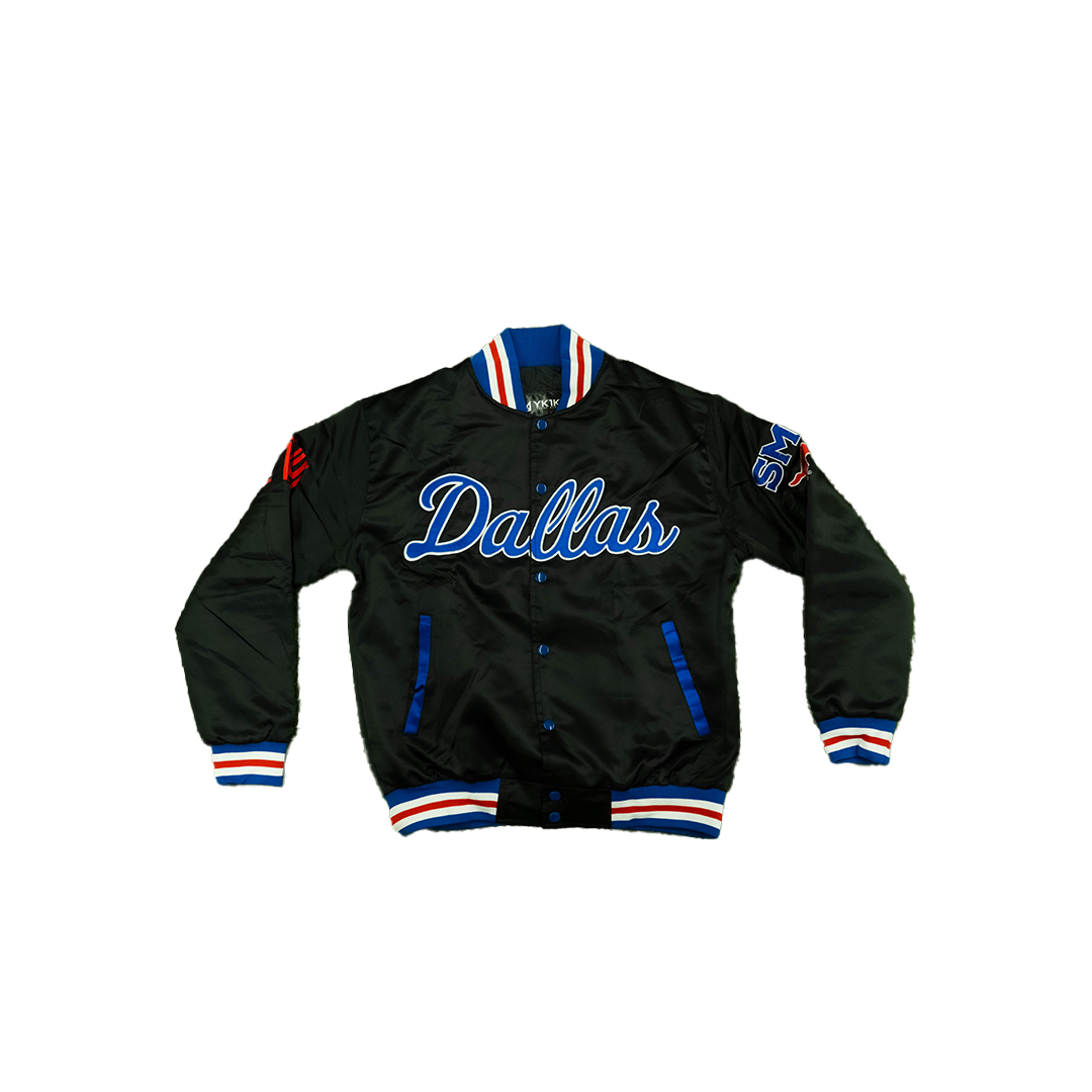 Smu/ YK1K SATIN VARSITY JACKET Black