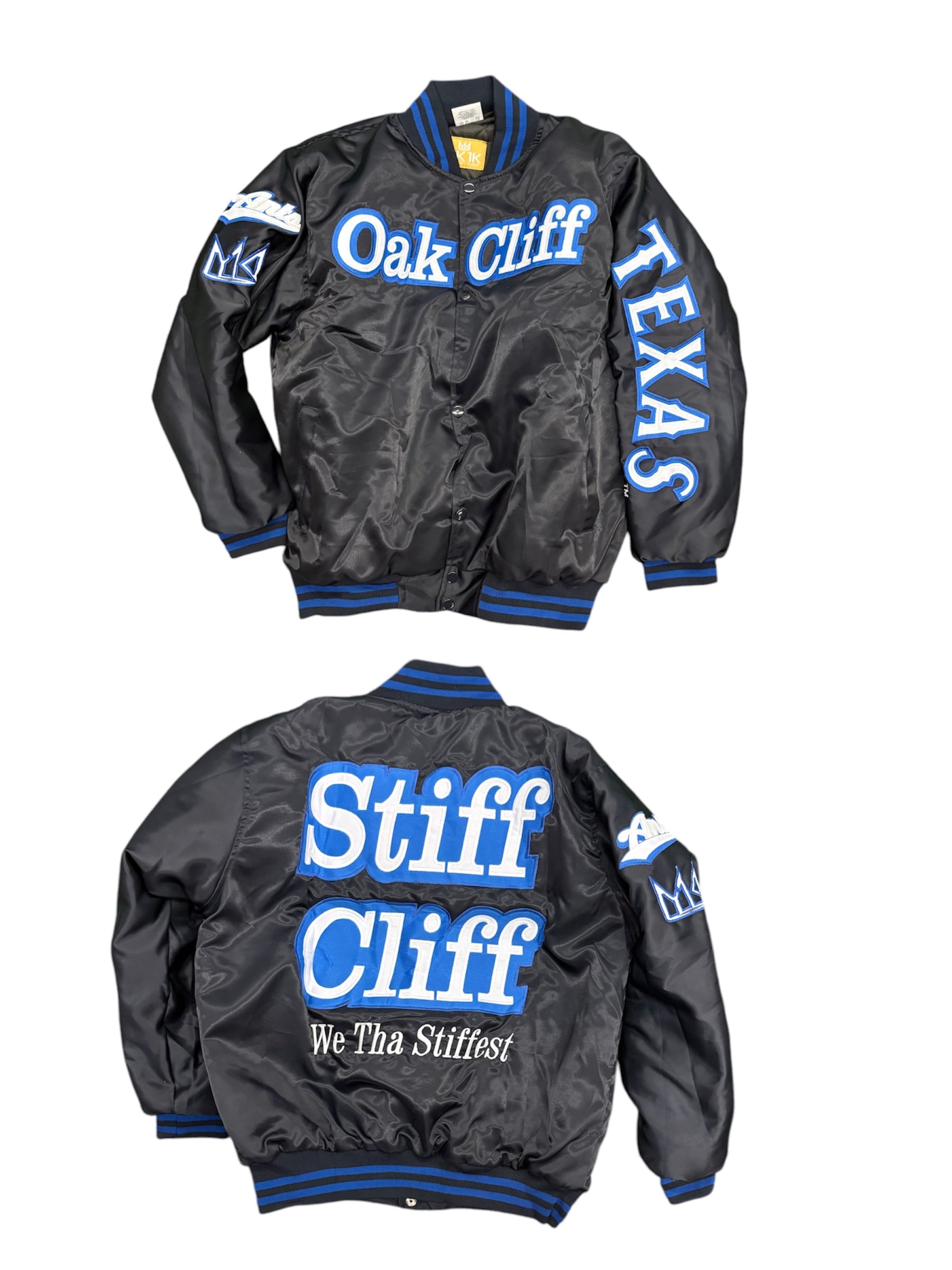 OAK CLIFF SATIN VARSITY JACKET Black