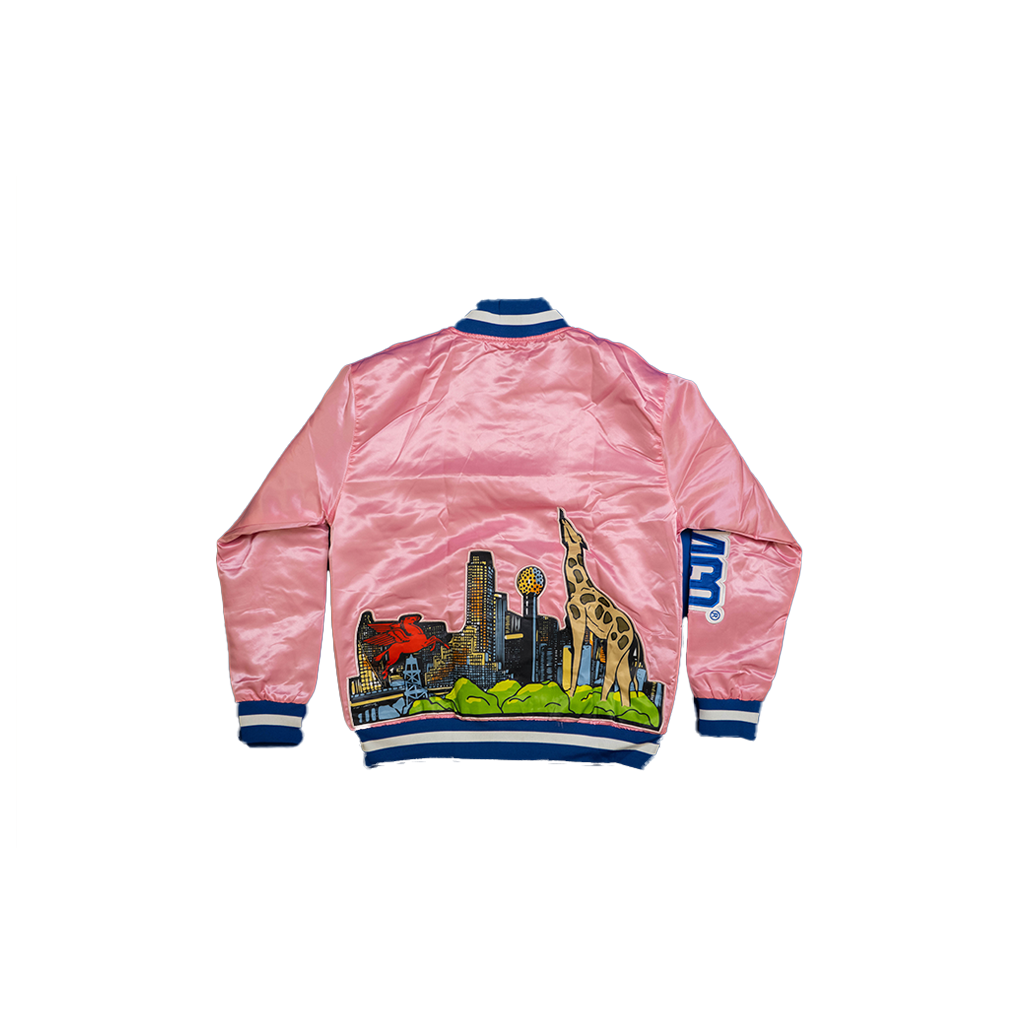 THIS IS DALLAS VARSITY JACKET PINK