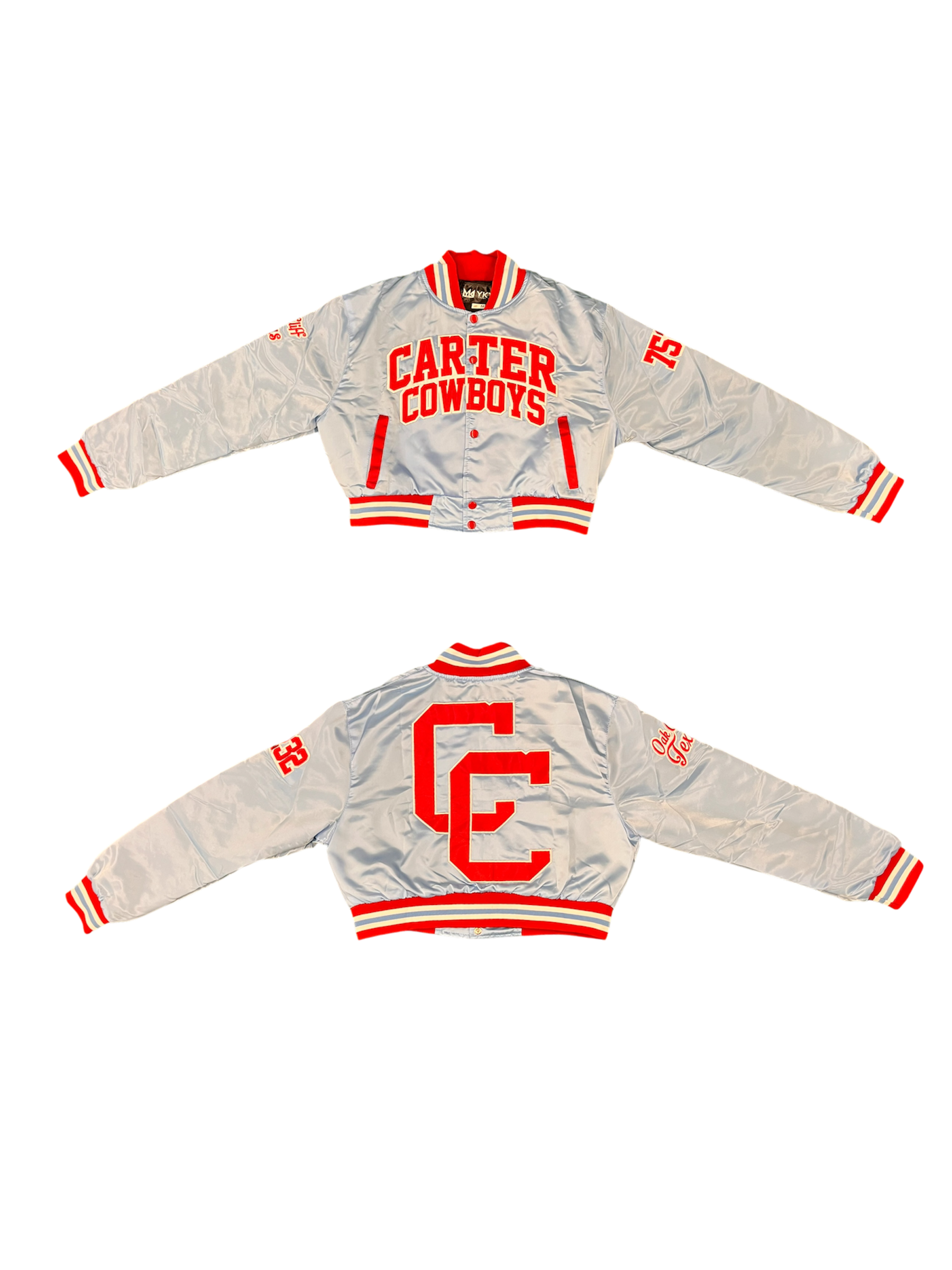 Carter YK1K SATIN VARSITY JACKET CROPPED  BABY BLUE