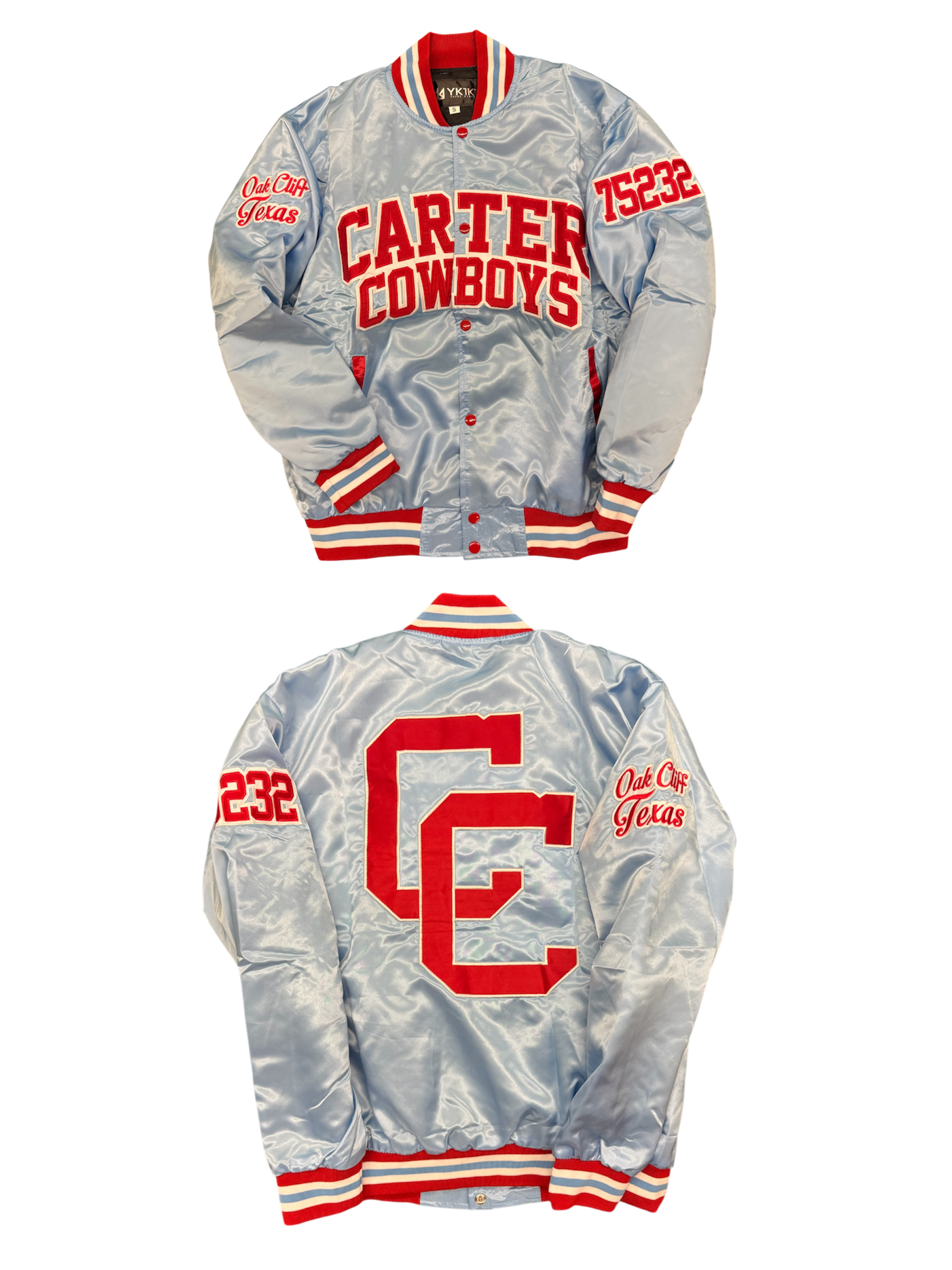 CARTER YK1K SATIN VARSITY JACKET BABY BLUE