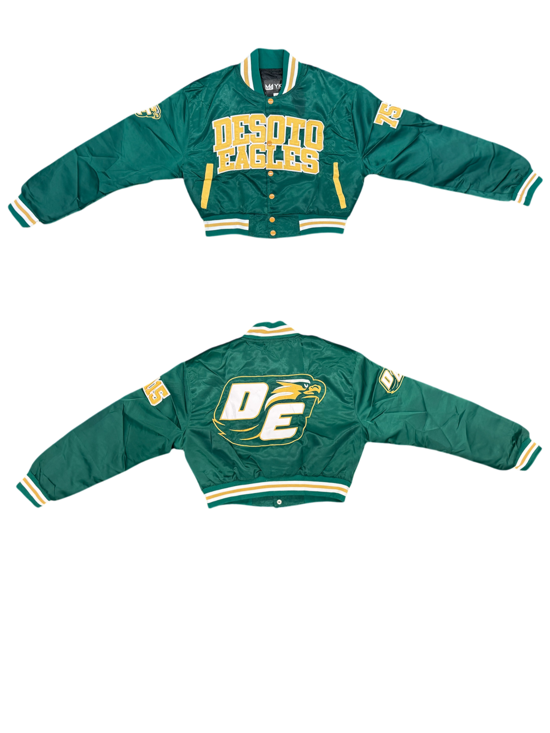 Desoto YK1K SATIN VARSITY JACKET CROPPED GREEN