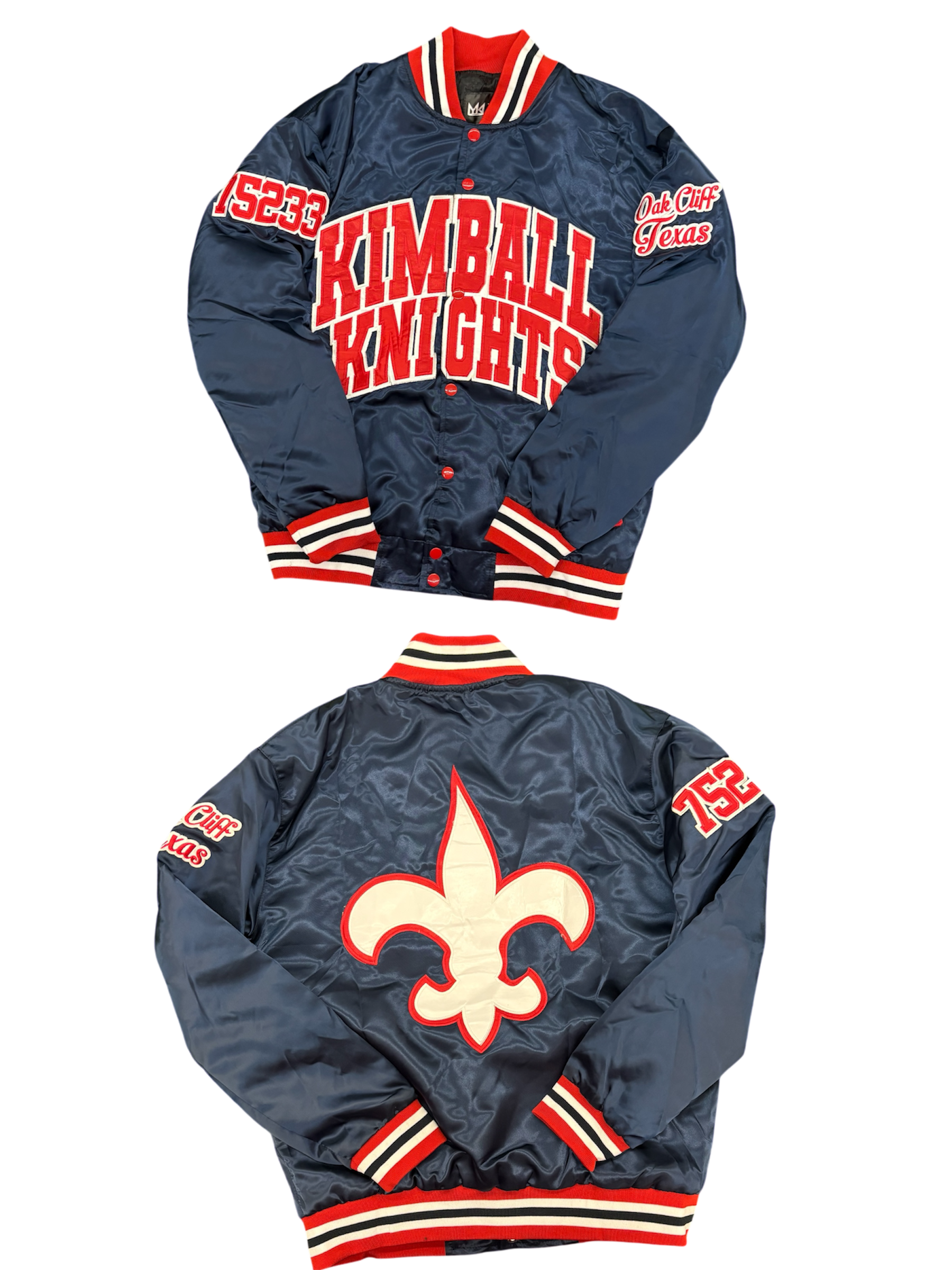 KIMBALL  YK1K SATIN VARSITY JACKET Navy