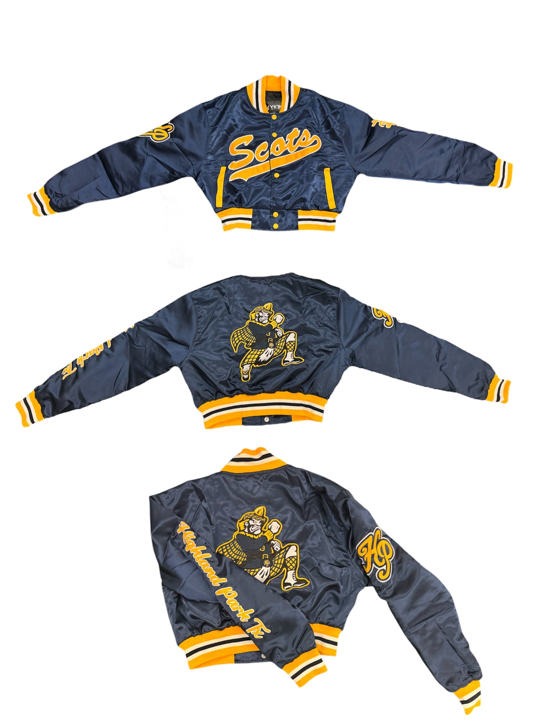 Highland ParkYK1K SATIN VARSITY JACKET CROPPED Navy