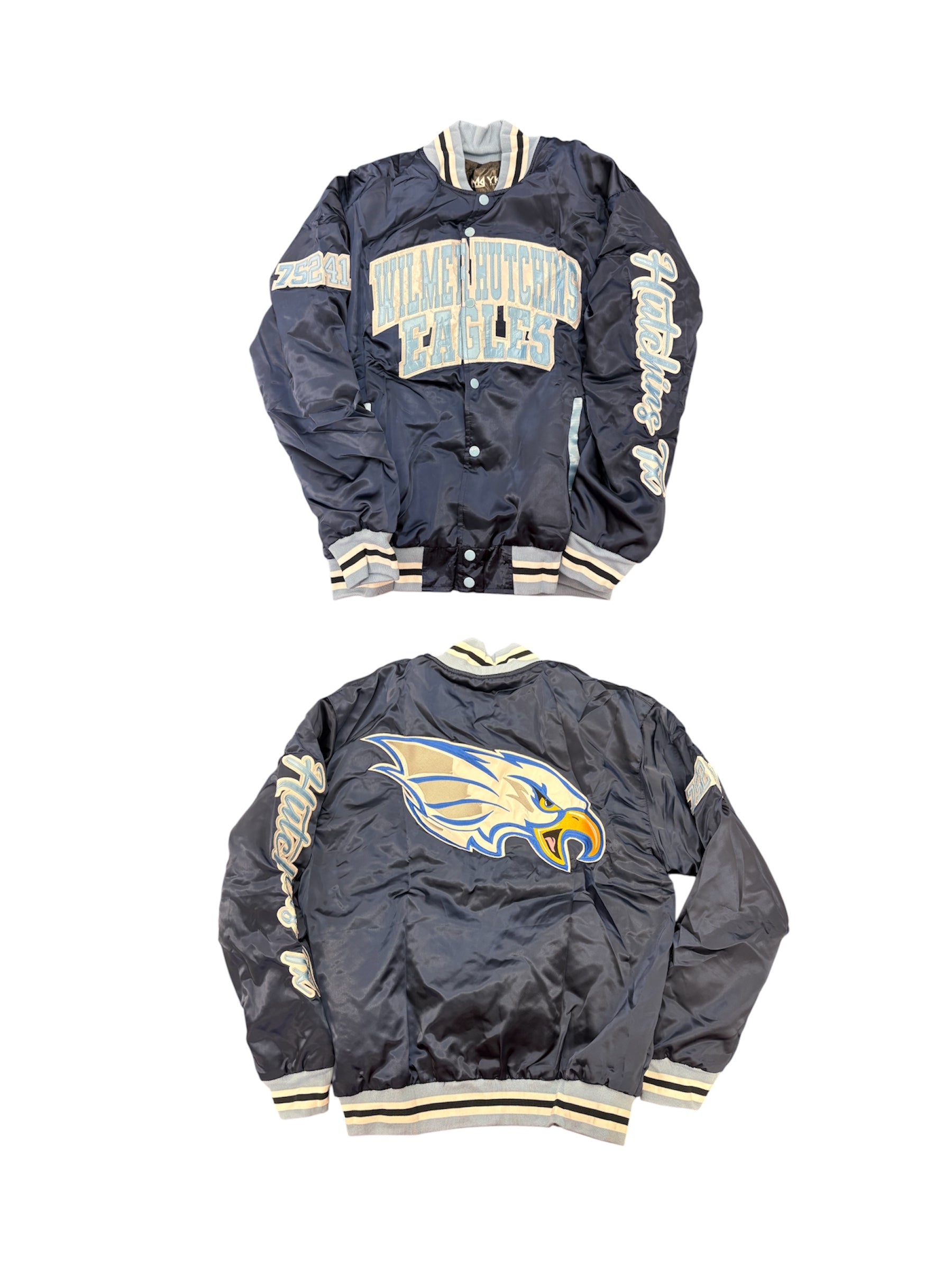 HUTCH JACKET YK1K SATIN VARSITY JACKET Navy