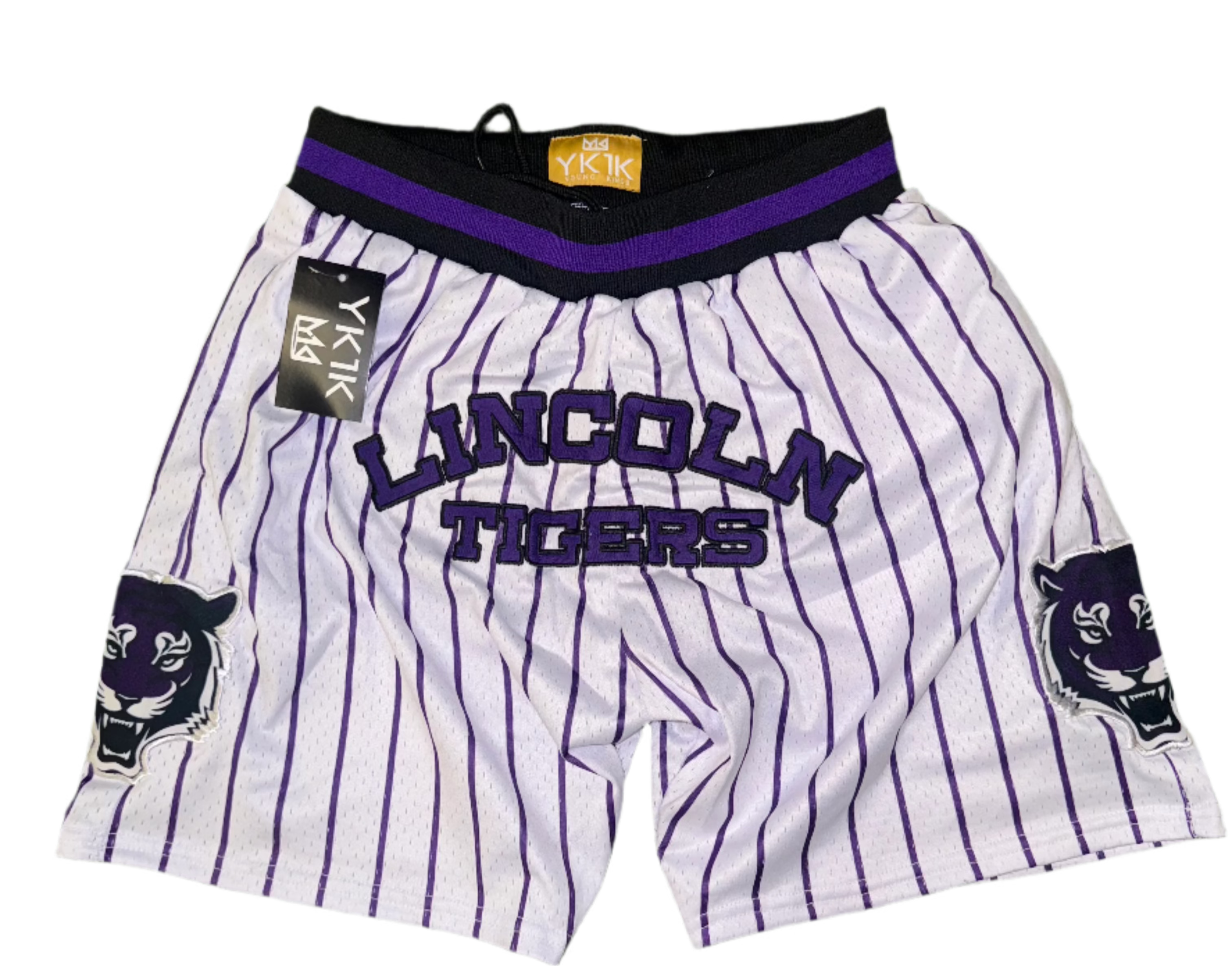 LINCOLN HIGHSCHOOL BASKETBALL SHORTS WHITE PINSTRIPES