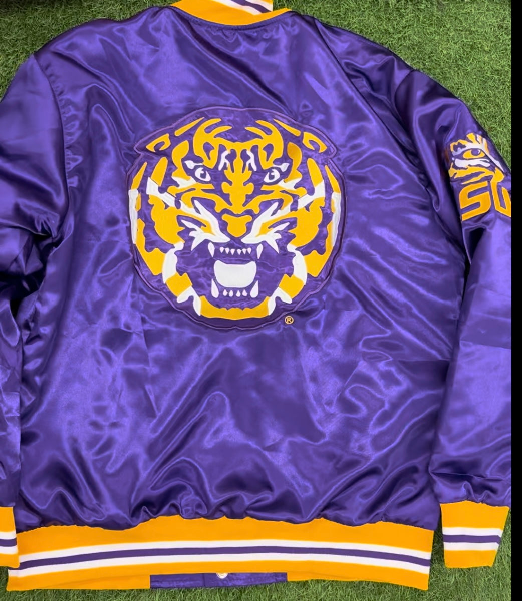 LSU YK1K SATIN VARSITY JACKET  PURPLE