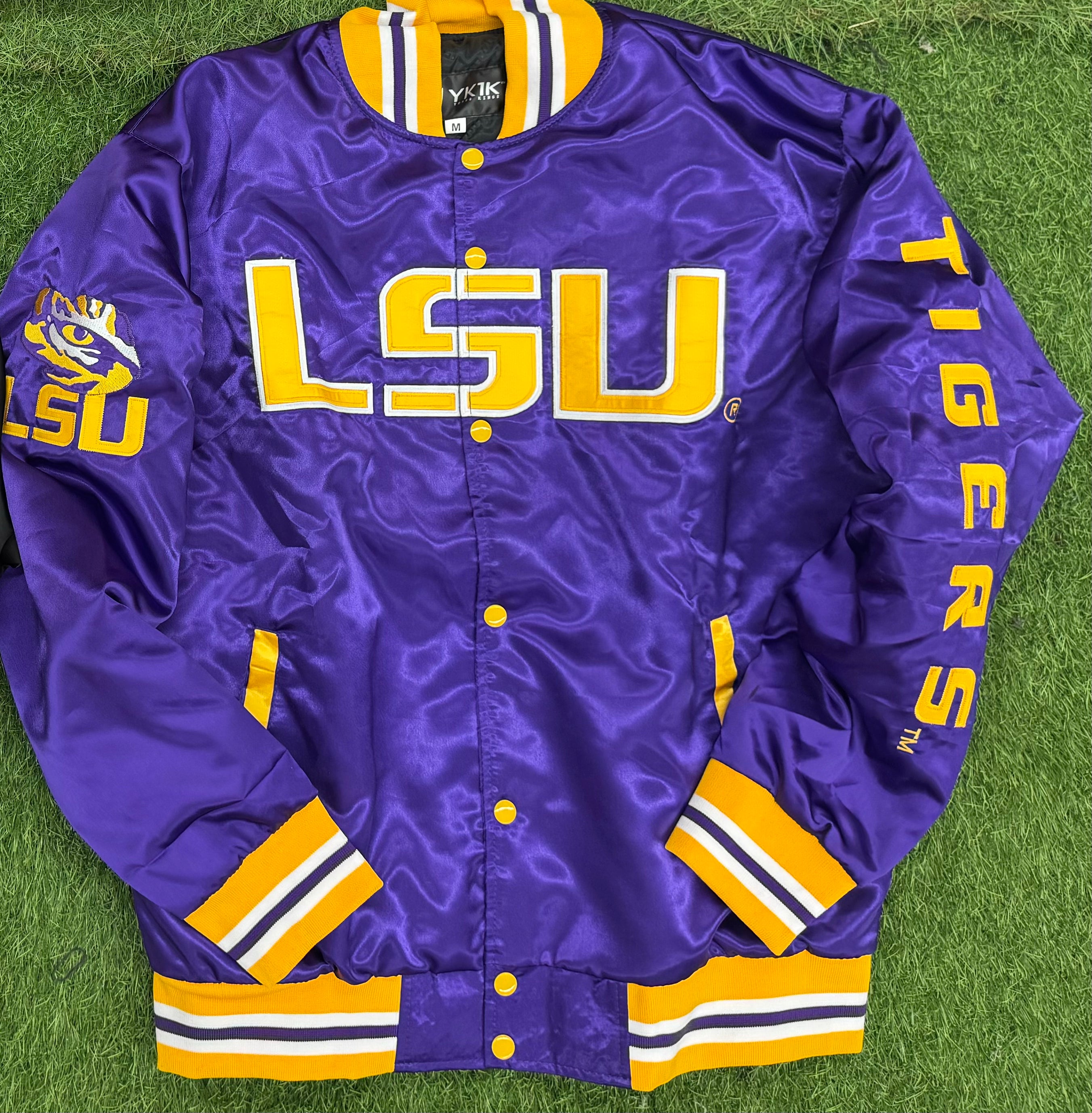 LSU YK1K SATIN VARSITY JACKET  PURPLE